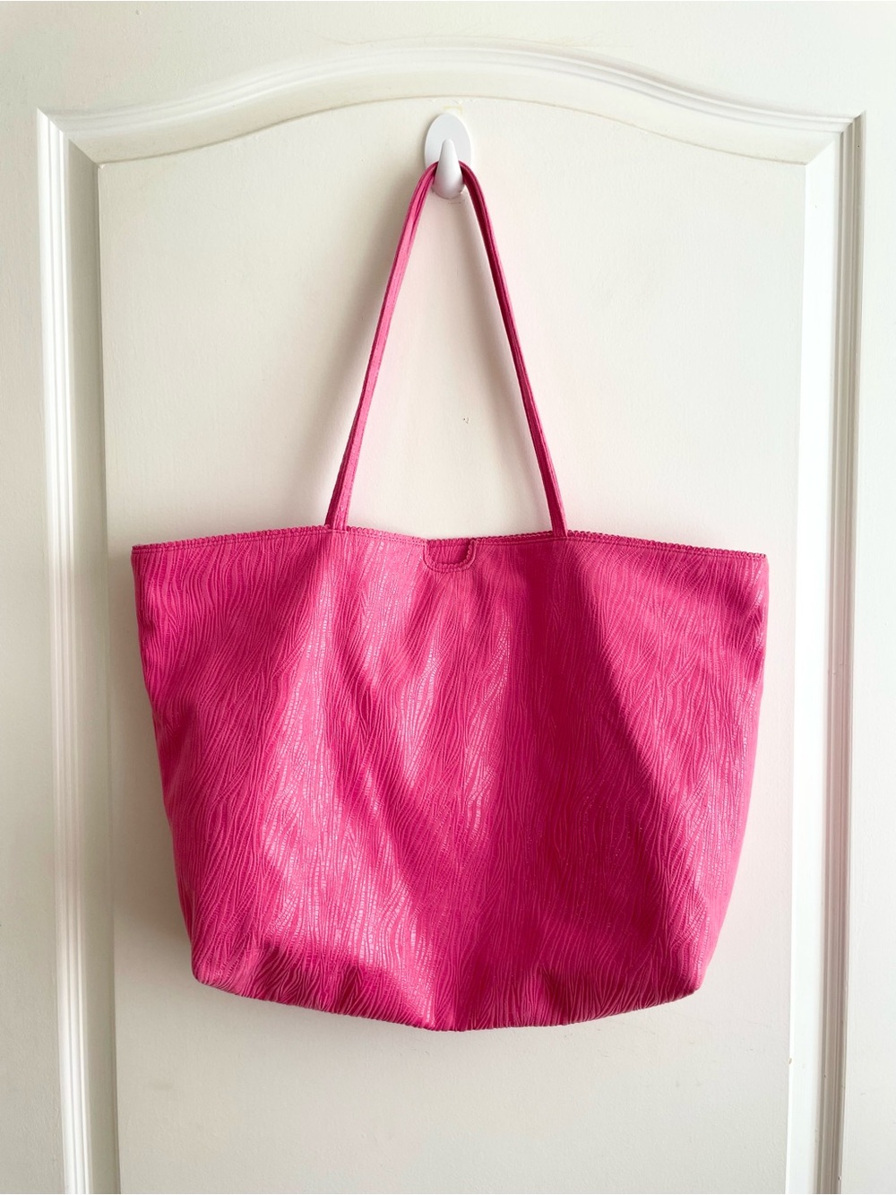 Carlos Falci Fatto a Mano Pink Zebra Print Embossed Tote Bag